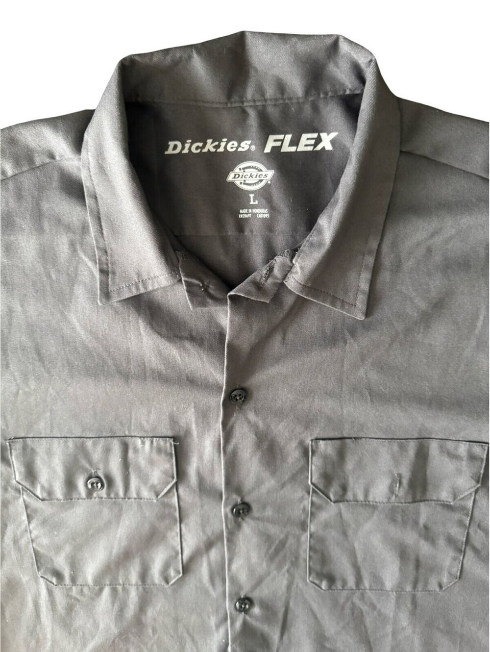 Dickies FLEX Work Shirt Men’s Large Gray Short Sleeve Button Up Utility